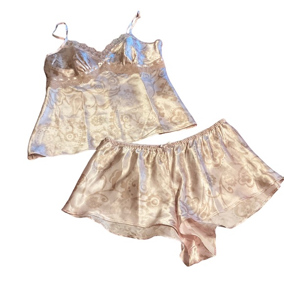 APT. 9 sz Medium Pajama Set Shorts Swirly Pattern Stretch Waist Adj Strap Pink - Picture 1 of 7